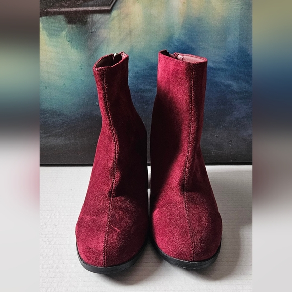 Jasper Burgundy Suede Ankle Boots - Picture 1 of 9